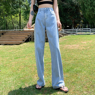 Women's high waisted straight leg loose jeans女宽松牛仔裤