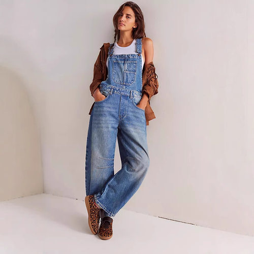 Retro loose workwear denim overalls复古宽松工装牛仔裤背带裤