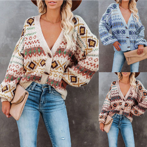 Autumn/winter women's V-neck cardigan jacket sweater女毛衣