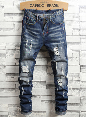 2025 Women's stretch slim fit jeans牛仔裤男弹力修身小脚美式