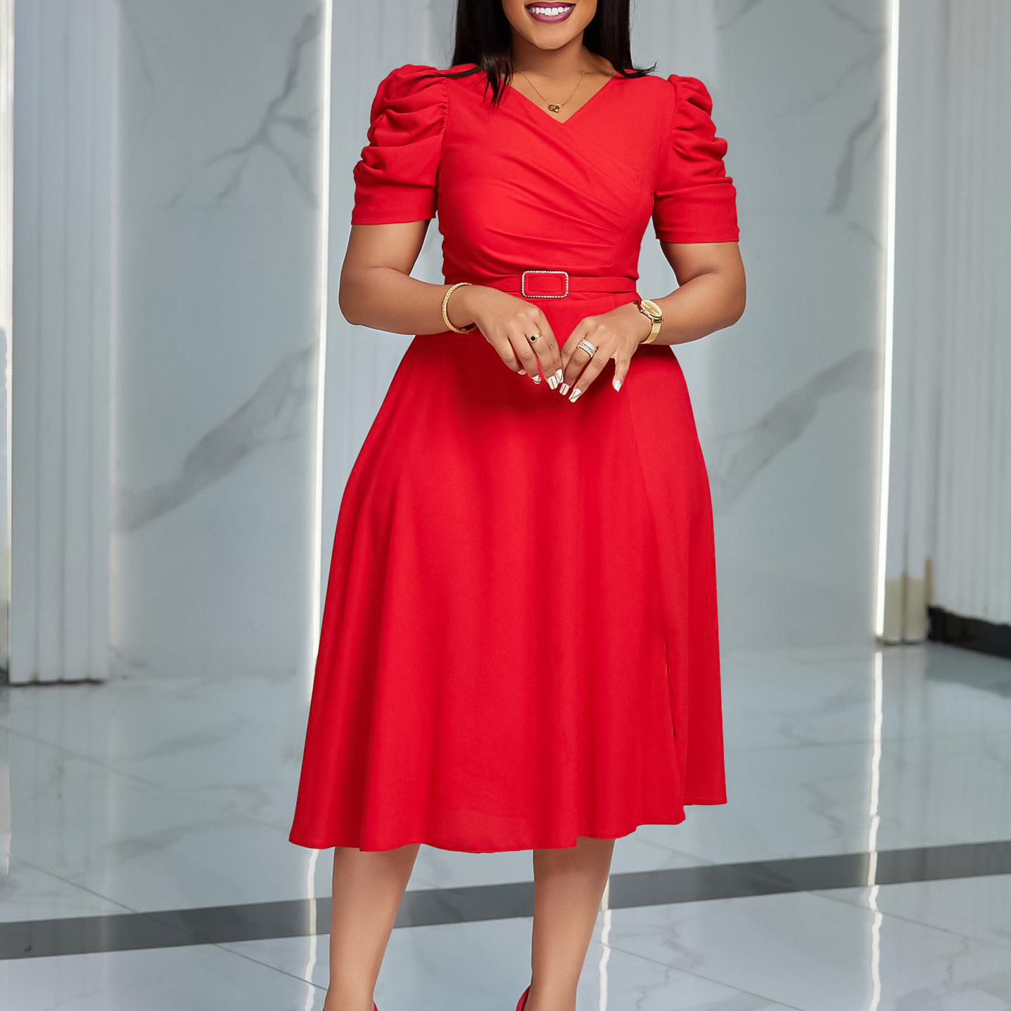 3XL plus size women in summer dresses大码荷叶边女夏天连衣裙