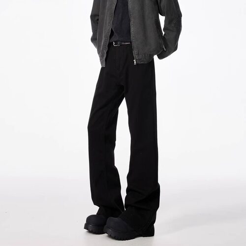 Black curved knife slightly flared jeans for men微喇牛仔裤男