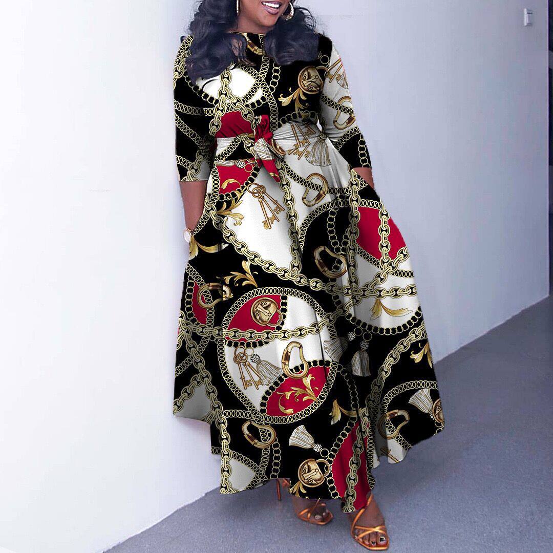 L-4XL plus size African women's dress大码秋冬非洲女士连