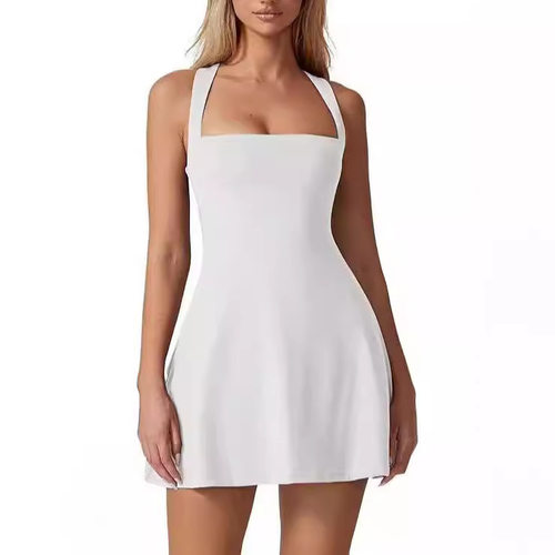 Slim fit women square neck tight vest dress女紧身背心连衣裙