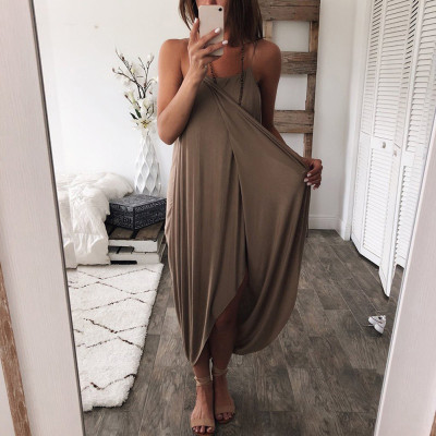 Women loose irregular camisole dress吊带女连衣裙宽松不规则女