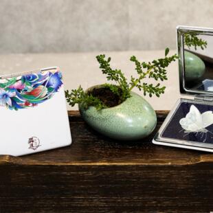 [原创]非遗掐丝珐琅彩画《扶风花影》古风镜子伴手礼送女友送妈妈