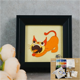 DIY掐丝珐琅彩画材料包《瓦猫呼呼》纯珐琅釉料 含练习图  教程