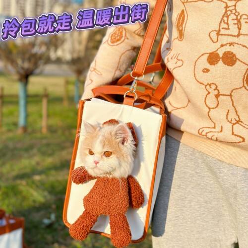 宠物外出包可爱露头小熊毛绒猫包