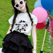 女童夏季蛋糕裙洋气儿童短袖T恤超好看炸街裙子巨好看的套装时髦