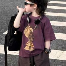 男童套装2025新款洋气酷帅炸街帅气小学生男孩潮时髦超火短袖夏装