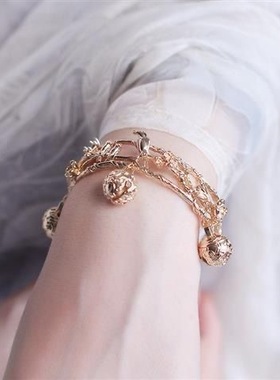 网红古风铃铛手镯开口镯子中国风宫铃礼物手链款宫廷汉服古装手环