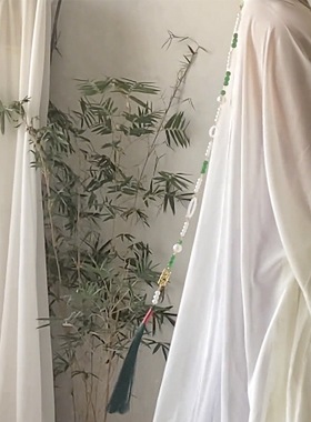 仿珍珠长款流苏背云马面裙