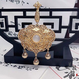 古典汉服配饰霞帔吊坠空桃心凤凰花纹压襟眀制宋制挂饰坠子胸襟