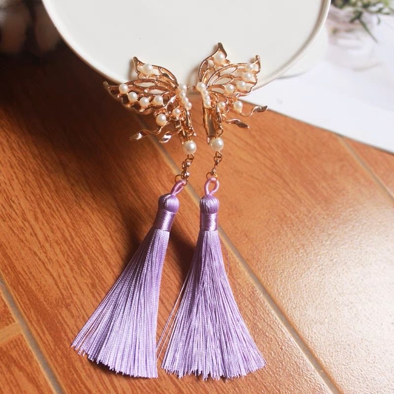 合金可爱俏皮流苏穗子蝴蝶发夹