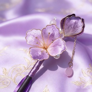 绒花【体验版】蚕丝掐丝绒花非遗工艺木簪盘发簪子发簪发钗子头饰