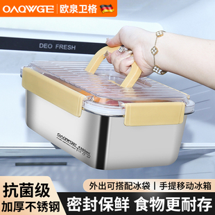 加粗把手冰箱收纳盒不锈钢保鲜盒冷冻专用厨房整理蔬菜鸡蛋储物盒