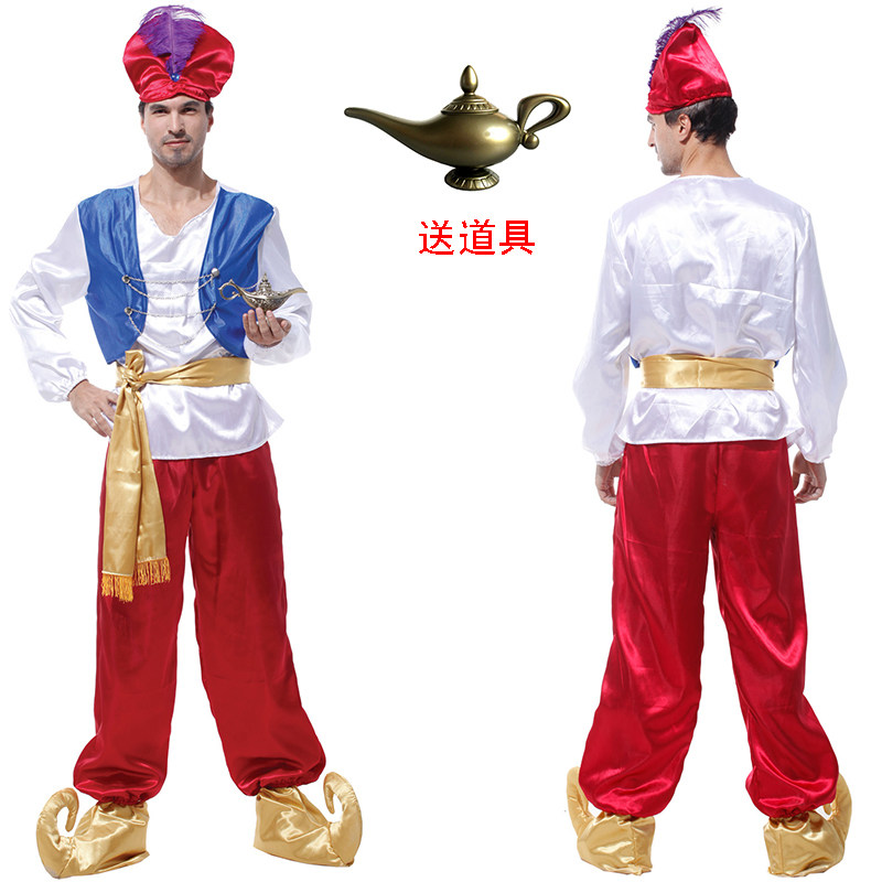 万圣节儿童服装阿拉丁神灯表演服亲子服面具舞会阿拉伯王子表演服