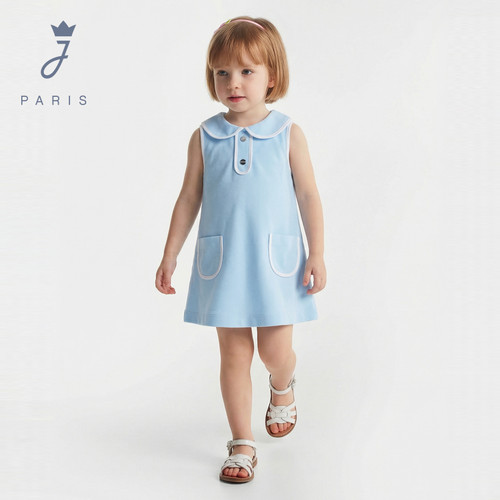 Jacadi亚卡迪法国女小童纯棉网眼连衣裙2026夏季新款裙子2045881