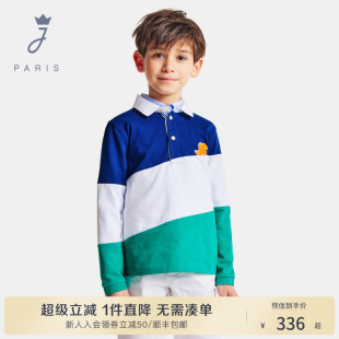 男童撞色T恤潮2036494 Jacadi亚卡迪法国男大童长袖 POLO衫 春款 新品
