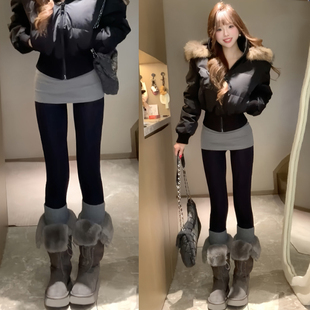 黑色加绒鲨鱼裤女秋冬季2025新款高腰保暖提臀瑜伽紧身显瘦打底裤