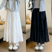 小个子a字高腰中长款 白色半身裙女秋冬季 2025新款 春秋蓬蓬蛋糕裙