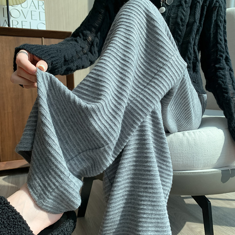 灰色羊绒阔腿裤女春秋2025年新款高腰垂感宽松休闲窄版针织直筒裤,女装/女士精品,休闲裤,淘宝优惠券,粉丝福利购,淘宝优惠卷
