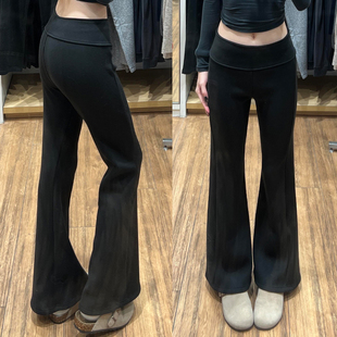 高腰垂感休闲显瘦直筒喇叭裤 黑色lulu微喇裤 女秋冬加绒2025年新款