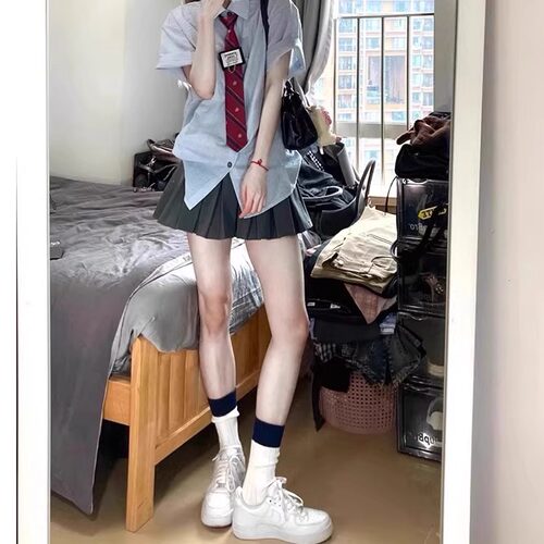 学院风防走光jk西装a字百褶短裙