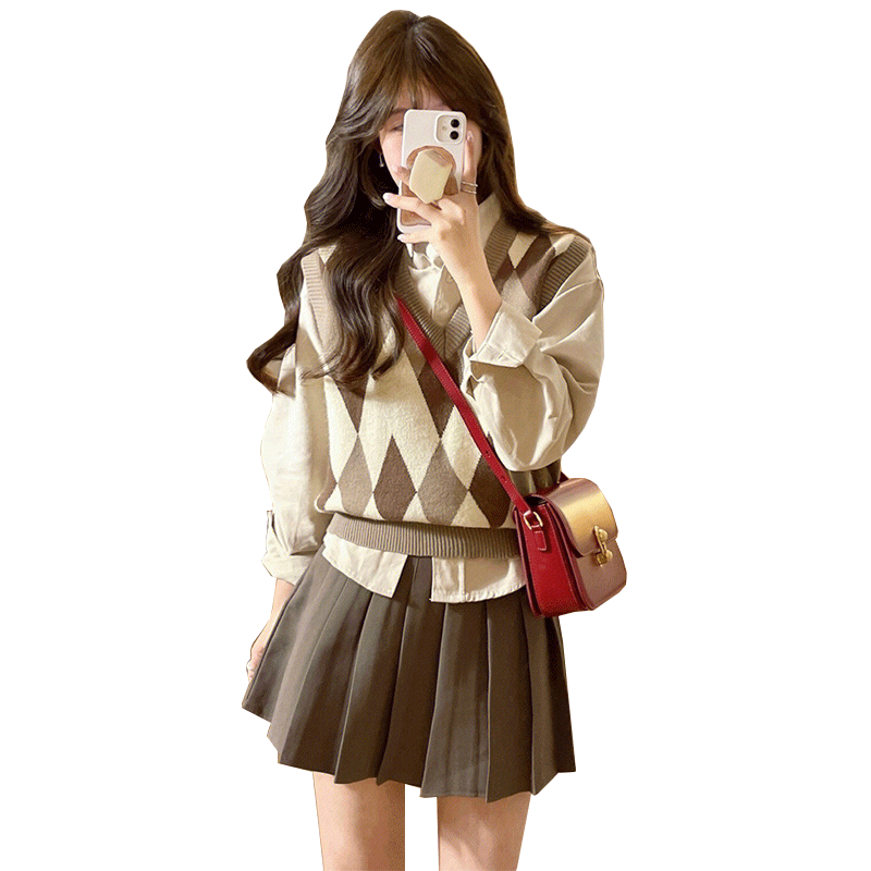 卡其色百褶裙女秋冬半身裙2025新款高腰学生JK短裙毛呢显瘦a字裙