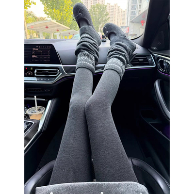 深灰色螺纹打底裤女2025新款