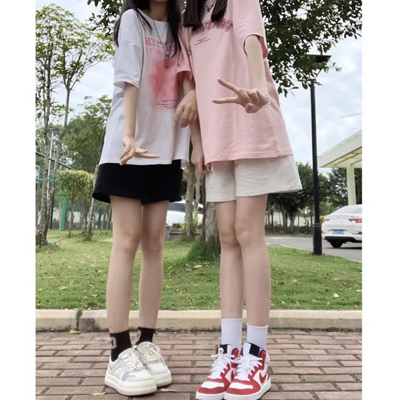 运动短裤女夏季薄款2025新款学生显瘦宽松直筒休闲阔腿纯棉五分裤