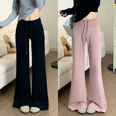 黑色微喇运动裤女秋冬季2025新款