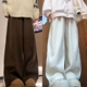 棕咖色山本裤 高腰宽松显瘦小个子休闲加绒阔腿裤 女秋冬季 2025新款