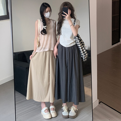杏色山本裙裤女夏季2026新款高腰显瘦a字半身裙休闲小个子阔腿裤