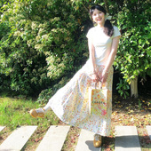 伞裙 高腰显瘦a字蓬蓬蛋糕裙遮胯中长款 碎花半身裙女夏季 2026新款