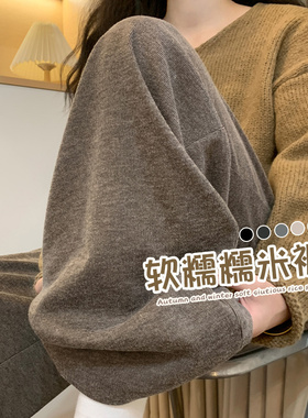 咖色糯米裤女春秋2026新款高腰直筒垂感慵懒羊绒夏季显瘦阔腿裤子