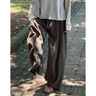 天丝亚麻裤子女夏薄款松弛感阔腿