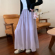 紫色百褶裙女春秋2026新款 高腰显瘦a字遮胯伞裙小个子褶皱半身裙