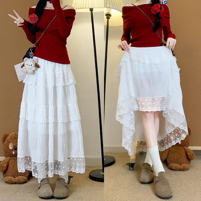 白色法式蓬蓬裙女春秋冬2026新款