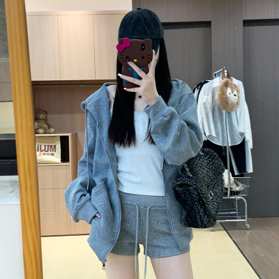 韩系灰色连帽卫衣女秋季2025新款