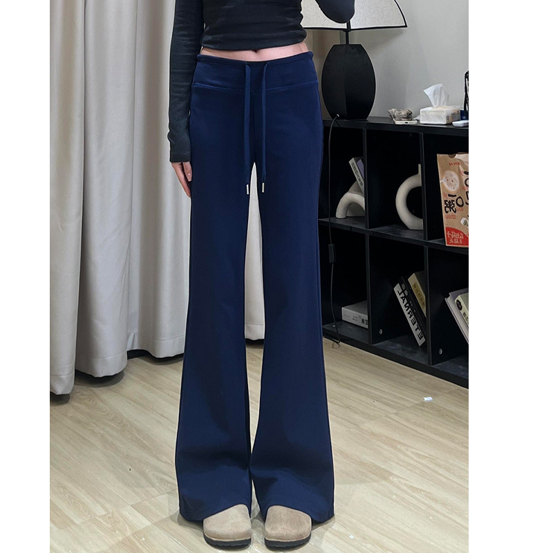 藏青色lulu微喇裤女春秋2026新款高腰显瘦美式喇叭卫裤休闲运动裤