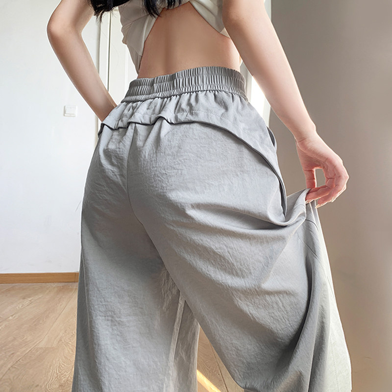 灰色工装裤女夏2026新款高腰显瘦速干休闲裤小个子休闲直筒阔腿裤