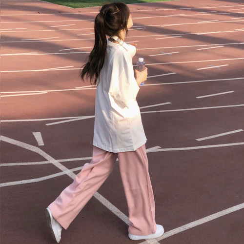 粉色西装裤女春秋夏高级感