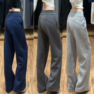 卫裤 灰色lulu运动裤 直筒休闲美式 宽松小个子阔腿裤 女秋冬2025新款