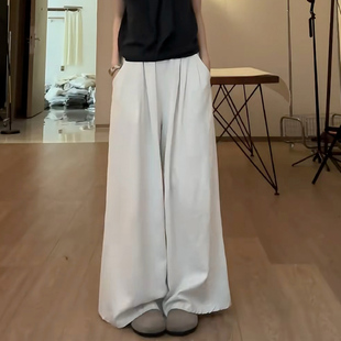 小个子高腰垂感醋酸直筒山本裤 2026新款 女春秋季 米白色奶芙阔腿裤