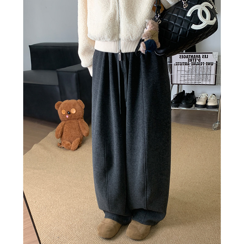 深灰色羊绒糯米弯刀裤女秋冬加绒2025新款高腰显瘦加厚保暖阔腿裤,女装/女士精品,休闲裤,淘宝优惠券,粉丝福利购,淘宝优惠卷