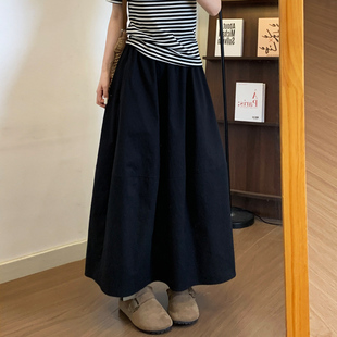 简约伞裙 抗皱百搭中长款 黑色高腰A字半身裙女春秋夏2026新款 韩版