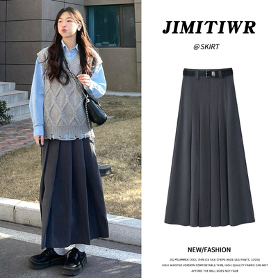 a字高腰春秋百褶裙纪米缇学院风