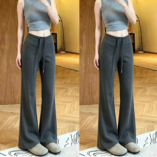 lu系灰色微喇叭裤女夏薄款运动裤