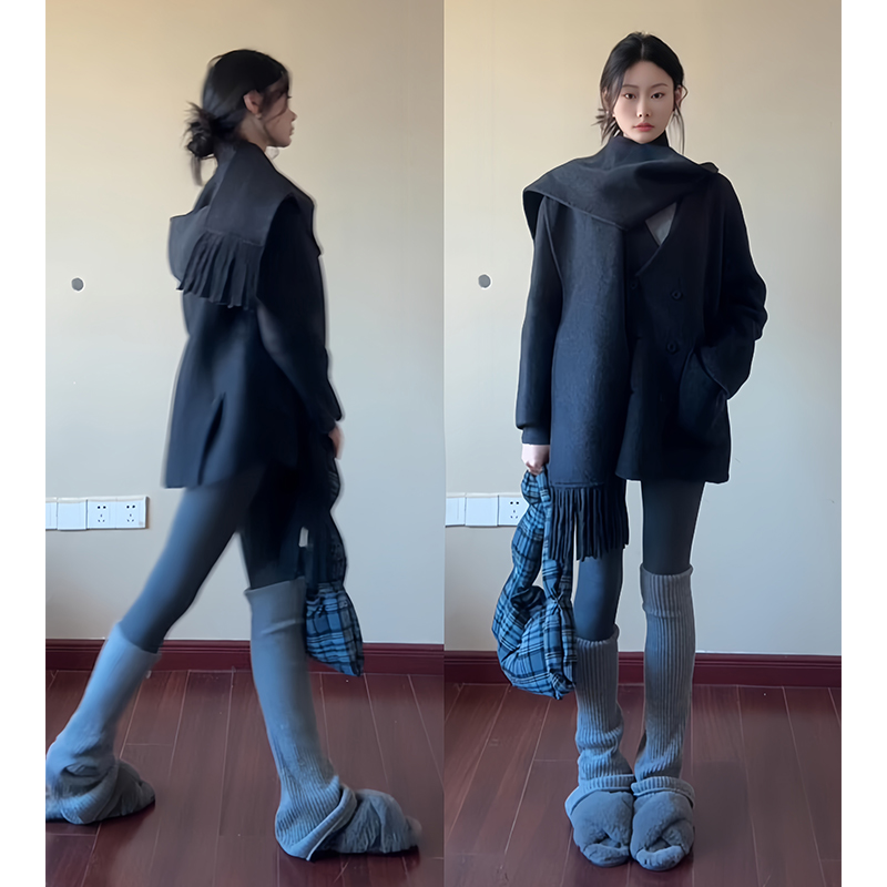 灰色鲨鱼裤女外穿2025新款秋冬